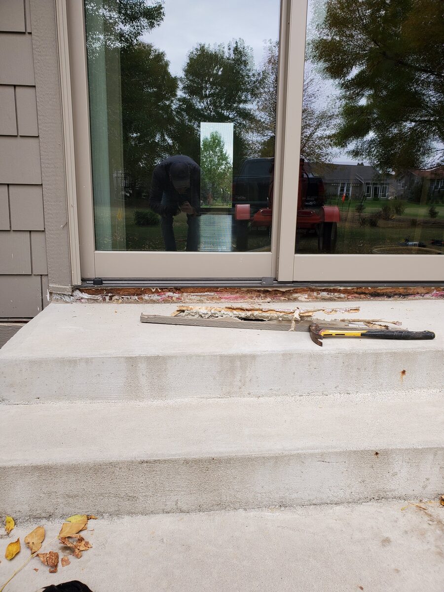 Uneven concrete before leveling